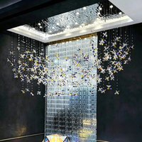 Nouveau style de lustre LED en acier inoxydable et cristal, suspension longue pour salon, hôtel, escalier, villa, halls ouverts