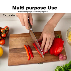 Tabla de Cortar de Madera con Diseño Personalizado Todo en Uno, Cuchillo de Chef de Acero Forjado, Cuchillo de Cocina, Cuchillo Especializado para Acampar al Aire Libre - Product Image 5