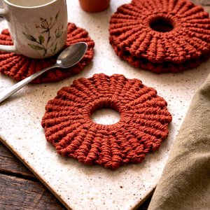 Handmade Modern Fabric <b>Coasters</b> Rust Color Matte Finish Eco-Friendly Non-Slip Table Mats Decorative <b>Placemat</b> <b>Set</b> for Home Use - Product Image 1