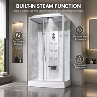 Cabine de douche vapeur modulaire YEETE 90 x 120 cm avec cadre argenté, porte à charnières en verre, jets de pluie et jets corporels, Australie OEM ODM