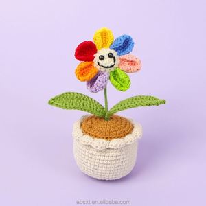 Maceta de Girasol de Ganchillo Colorida, Flor Artificial Tejida a Mano para el Día de la Madre, San Valentín, Día del Padre, Halloween - Product Image 2