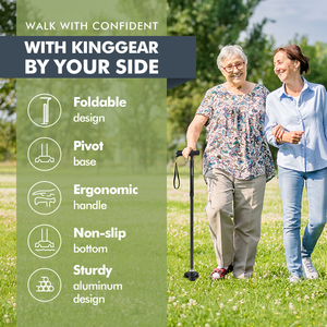 Kinggear Disesuaikan Lipat Berjalan Tongkat 4 Bagian Aluminium Lipat Tongkat untuk Pria Wanita - Product Image 2