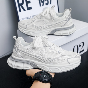 Nuove <span class=keywords><strong>scarpe</strong></span> Casual da <span class=keywords><strong>uomo</strong></span> con superficie in maglia argentata traspirante e suola spessa in altezza per sport e corsa - Product Image 5