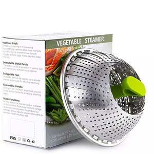 Cestello Pieghevole Ecologico per Cottura Verdure, Grande Griglia Vaporiera Espandibile in Acciaio Inox - Product Image 6
