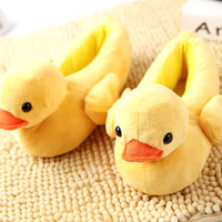 Cadeau mignon bon marché confortable de haute qualité d'enfants en peluche pantoufles en forme d'animal de canard jaune d'intérieur