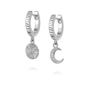 Gemnel Minimalist Jewelry 925 Silver Hot Sale 18k Gold Sun And Moon Earrings Hoop Earrings