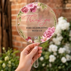 Abanicos de Boda con Flores Rosas, Recuerdos para Invitados de la Fiesta de Novia, Abanicos de Mano, Regalo para Damas de Honor en Bodas de Verano, Recuerdos para Ceremonias al Aire Libre - Product Image 2