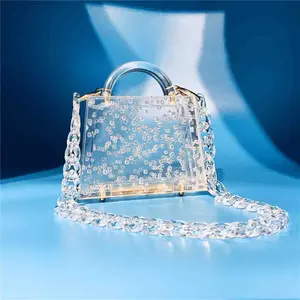 Amiqi New Design Transparent Bubble Acrylic Women's Evening Handbag Clutch Acrylic Rhinestone Evening Clutch Bags