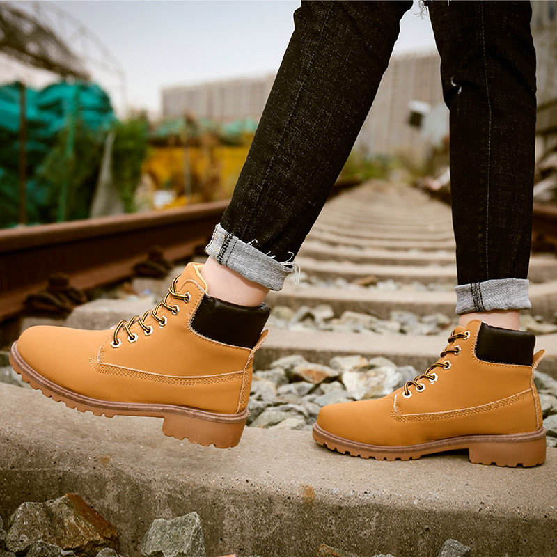 Plus Size 36-46 Boots Fashionable Winter Women Ana Men Shoes Keep Warm Flat  Heel Boots Comfortable Lady Lace-up Ankle Boots