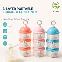 Distributeur de lait en poudre pour bébé Smartcare à 3 couches, portable, sans BPA, en PP avec poignée givrée et bec verseur