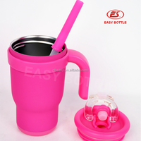 Vente en gros de gobelets de voyage personnalisés de 14 oz et 18 oz pour enfants, avec poignée portable, gobelet à sublimation, gobelet en acier inoxydable, anti-fuite