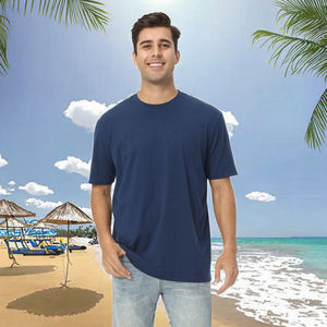 T-shirt basique à col rond pour homme A2817, impression numérique personnalisée, couleur unie, uni, 200 grammes, 100% coton, sans marque, tissu tissé doux - Product Image 3