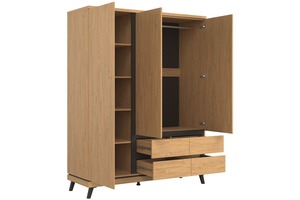 Ensemble de meubles de chambre à coucher en bois clair certifié FSC sur mesure OEM, lit king size de luxe moderne <span class=keywords><strong>avec</strong></span> armoire à 3 portes - Product Image 3