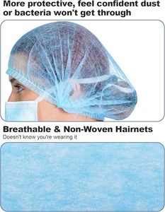 Bonnet chirurgical jetable non tissé à double élastique, <span class=keywords><strong>filet</strong></span> à cheveux, bonnet bouffant médical, chapeau jetable - Product Image 6