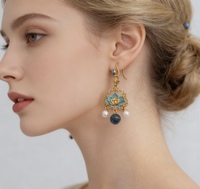 Boucles d'oreilles pendantes tendance style chinois fleur de lotus pour femme, perles argentées, artisanat de Suzhou, vente en gros ES-10