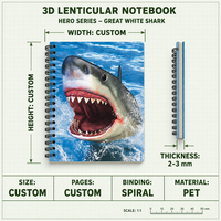 Cuadernos Espirales con Cubierta de Papel/PP Lenticular 3D, Tamaño A5/A6, 80 Hojas, Diseños Personalizados al por Mayor para Promoción