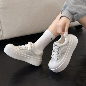 Thick-soled versatile lace-up oversized casual shoes, 2026 new Korean version, colored leather sports shoes - Product Image 3