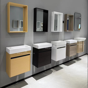 Fabrika su geçirmez kontrplak banyo aynası duvara monte banyo makyaj dolabı seramik lavabo lavabo ile oteller için - Product Image 2