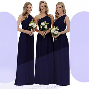 Robes de demoiselle d'honneur à une épaule, longues en mousseline de soie, élégantes, formelles, pour fête de mariage, pour femmes, taille 2-22W - Product Image 2