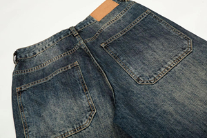 <span class=keywords><strong>Pantalones</strong></span> <span class=keywords><strong>Vaqueros</strong></span> Anchos de Algodón para Hombre, Diseño Baggy de Mezclilla Pesada con Efecto Whisker - Product Image 4