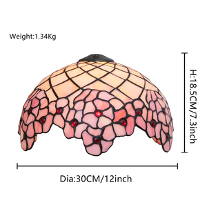 Tiffany 12 "<span class=keywords><strong>paralume</strong></span> in vetro colorato con cappuccio, lampada da tavolo <span class=keywords><strong>rosa</strong></span> fiori di ciliegio lampade solo ricambio <span class=keywords><strong>paralume</strong></span> - Product Image 3