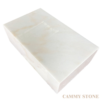 Table basse rectangulaire en marbre blanc naturel de luxe Cammy Stone, à socle bas, écologique, pour salon, appartement, cuisine