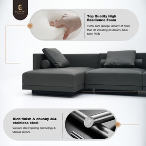 Tối giản sang trọng trong nhà sofa cắt hiện đại cao cấp 6 chỗ ngồi góc <span class=keywords><strong>l</strong></span>ớn đi văng <span class=keywords><strong>L</strong></span> hình dạng sợi nhỏ da Modular sofa bộ - Product Image 4