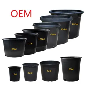 Chậu Trồng Cây Nhà Kính Bằng Nhựa Bền Bán Sỉ Từ Nhà Máy 1 2 3 5 6 7 10 15 20 25 Gallon Chậu Trồng Cây Màu Đen