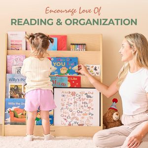 Nhà Máy Giá Bằng Gỗ Trẻ Em Đồ Nội Thất Cuốn Sách Giá <span class=keywords><strong>4</strong></span> Tier Nursery Trẻ Em Kệ Sách Lưu Trữ Kệ Hiển Thị Kệ Sách Cho Trẻ Em - Product Image 6
