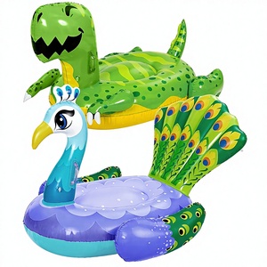 Ensemble de flotteurs gonflables personnalisés en forme de dinosaure et de paon, vente en gros directe d'usine - Lot de 2 pour adultes et enfants, pour la plage et les loisirs estivaux - Product Image 1