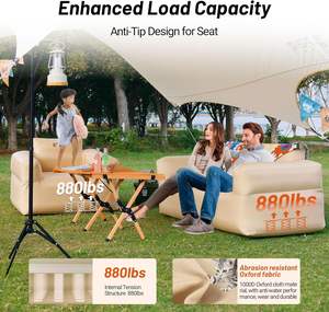 Canapé à double <span class=keywords><strong>air</strong></span> pliable robuste chaise longue de plage gonflable extérieure pour salon camping pique-niques avec housse en tissu - Product Image 4