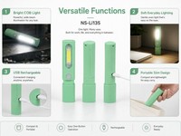 Senter Mini Zoom USB Type-C Pengisian Daya COB Lampu Samping Baterai Lithium Isi Ulang Lampu Berkedip Penggunaan Luar Ruangan ABS IP20
