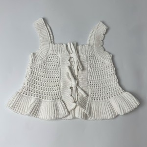 Camiseta informal de verano a la moda para niñas, <span class=keywords><strong>chaleco</strong></span> liso sin mangas con cuello redondo de ganchillo 100% algodón de punto para recién nacidos y niños - Product Image 2