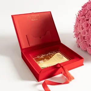 Kotak Undangan Pernikahan beludru desain kustom sampul keras gulir mewah kartu undangan dengan kotak kemasan Monogram kustom