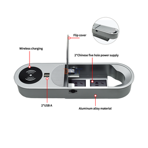 बहुक्रियाशील 3-आउटलेट एब्स ip44 डेस्कटॉप पावर सॉकेट यूएसबी ए + सी पोर्ट यूनिवर्सल वायरलेस चार्जर एम्बेडेड टेबलटॉप डिवाइस - Product Image 4
