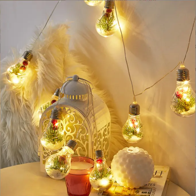 Christmas decoration lamp lights with Xmas tree and snow home decoration led lighting