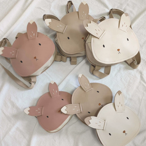 Venta al por mayor Pu cuero conejo hecho a mano guardería doble hombro guardería mochila chico bebé Anti pérdida bolsa - Product Image 1