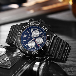 Dulunwe 6069 nouveau modèle chronographe bracelet en acier multifonctionnel trois yeux Six <span class=keywords><strong>aiguilles</strong></span> lumineux <span class=keywords><strong>montre</strong></span> mécanique étanche pour hommes - Product Image 4