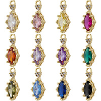 Vente en gros de breloques en forme d'œil de cheval plaqué or 18 ct pendentif losange en zircon cubique coloré CZ pour collier à faire soi-même fabrication de bijoux