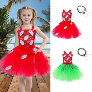 Disfraz de Princesa Hawaiana con Vestido de Malla Esponjosa <span class=keywords><strong>para</strong></span> <span class=keywords><strong>Niñas</strong></span>, Traje con Guirnaldas <span class=keywords><strong>para</strong></span> Fiesta de Baile DP117 - Product Image 1