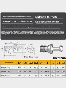 Độ chính xác cao BT30/<span class=keywords><strong>40</strong></span>/50 CNC công cụ chủ Stud 45 độ cứng phía sau Stud vít phay Phụ Kiện máy - Product Image 2
