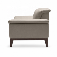 Ensemble de canapés en cuir modernes 1, 2 et 3 places avec fauteuil, accoudoirs arrondis, canapé lounge, pieds en bois, meubles minimalistes pour salon