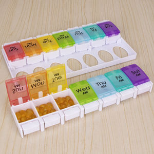 Porte-vitamines personnalisé WEISHENG, facile à retirer, planificateur de médicaments arc-en-ciel, portable, design à bouton-poussoir AM/PM, organiseur de pilules - Product Image 5