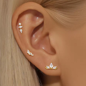 Titanium Alloy <b>Earrings</b> F136 Zirconia Studs Flower Heart Shape Women's Piercing Jewelry Party Fashion - Product Image 4