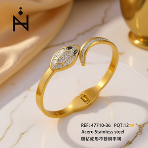 Pulsera de acero inoxidable con forma de serpiente con incrustaciones de diamantes, paquete de 12 piezas - Product Image 3