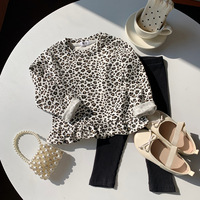 T-shirts à manches longues pour bébé fille avec volants, style coréen mignon, imprimés à pois, floraux, cerises et léopard, collection printemps