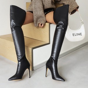 Cuissardes Sexy Bottes Botas Para Mujer Peep <b>Toe</b> Over the Knee Thigh High Boots for Women SM High Heels - Product Image 5