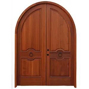 CASEN Modern Design Glass Insert Entrance Residential Classical design solid wood arched door swing enter door
