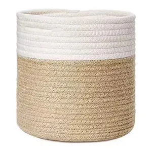 Cotton Rope Plant Basket Multifunctional 2-Pack Custom Home Decor Round Small Size Cotton Rope Plant Basket