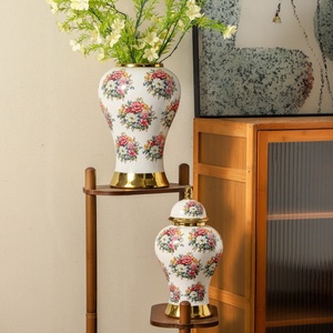 <span class=keywords><strong>Vase</strong></span> décoratif en céramique plaqué blanc de luxe léger, motif feuille de Ginkgo fait main, pour la décoration de bureau, d'hôtel ou de maison - Product Image 4